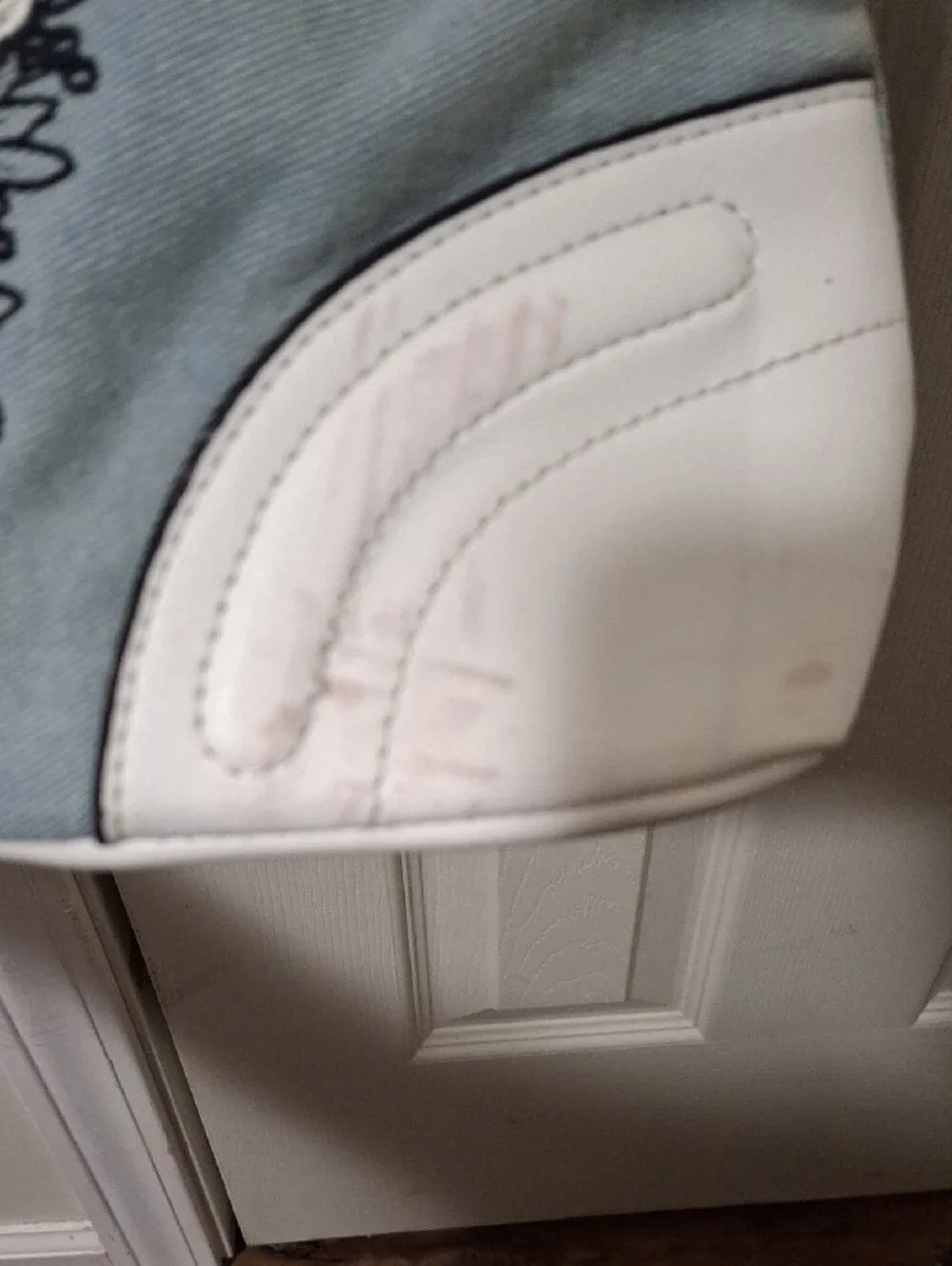 Juicy Couture Light Blue and White Embroidered Dome Satchel